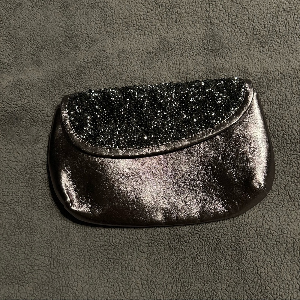 Silver Metallic beaded Evening, Cocktail, Formal, Night Out, Clutch Bag